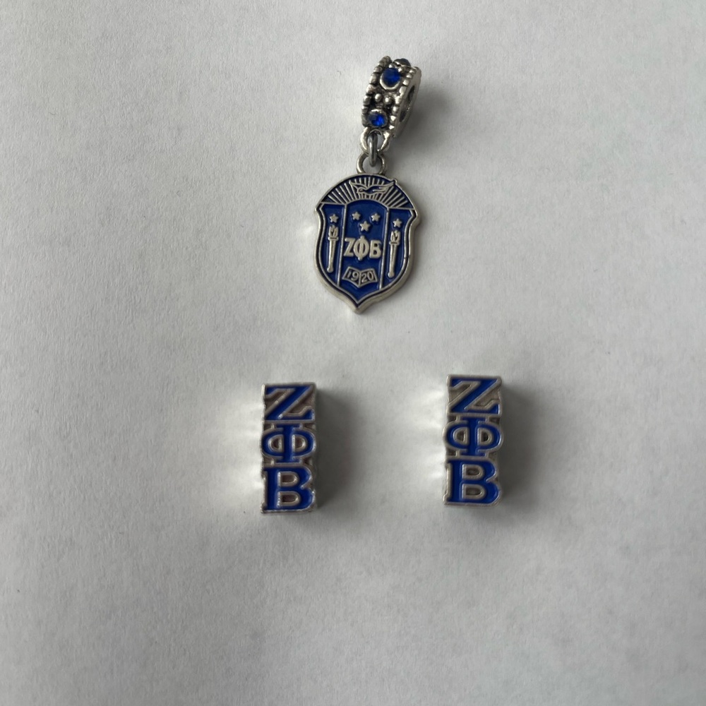 Blue and Silver ZΦB Charm Set
